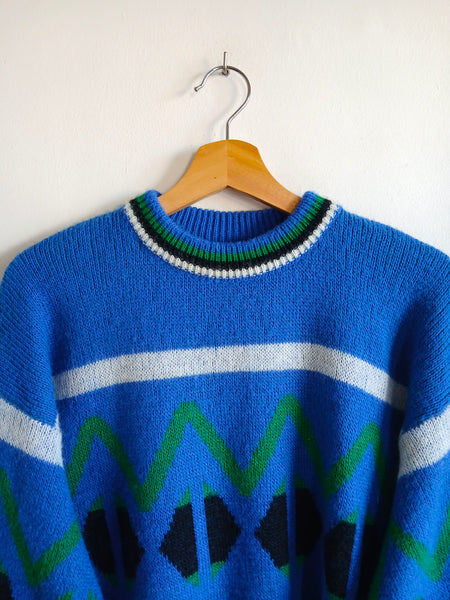 Jersey Vintage Made in Italy Años 80 Azul - Talla M/L
