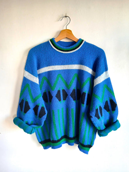Jersey Vintage Made in Italy Años 80 Azul - Talla M/L
