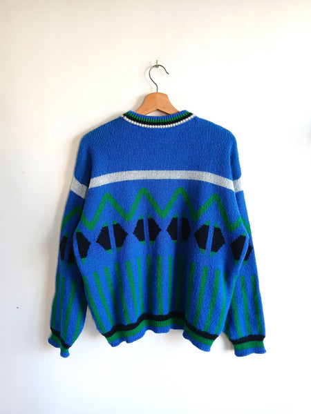 Jersey Vintage Made in Italy Años 80 Azul - Talla M/L