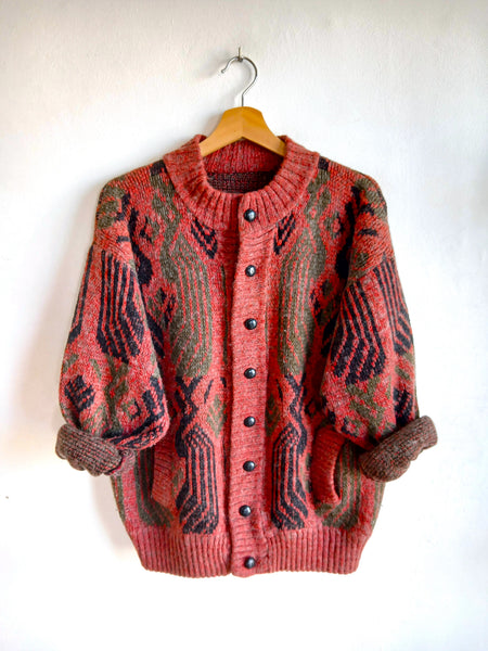 Chaqueta Vintage 90s de Punto Jacquard - Talla M