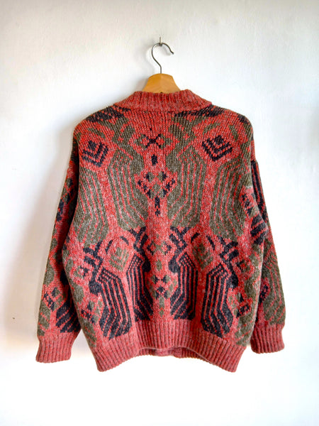 Chaqueta Vintage 90s de Punto Jacquard - Talla M/L
