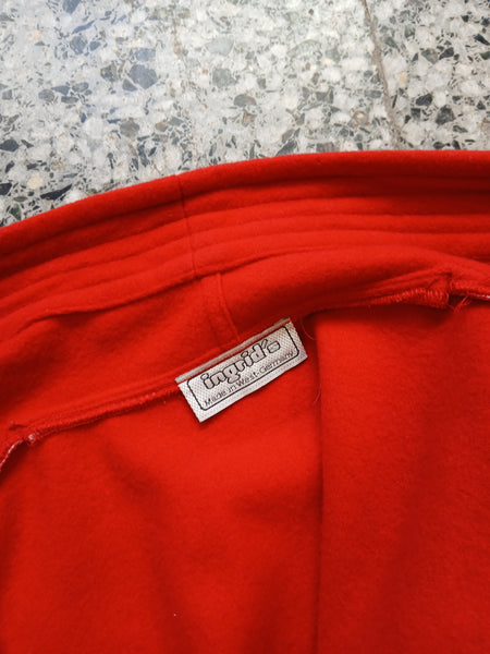 Abrigo Vintage INGRID'S West Germany 80s 50% Cachemira 40% Lana Virgen Rojo Vibrante - Talla M/L