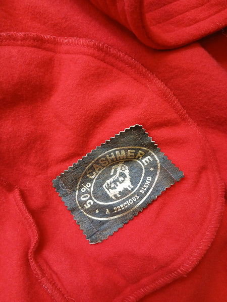 Abrigo Vintage INGRID'S West Germany 80s 50% Cachemira 40% Lana Virgen Rojo Vibrante - Talla M/L