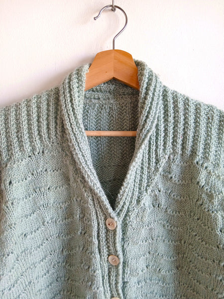Chaqueta Vintage Hecha a Mano de Punto Verdecito - Talla S