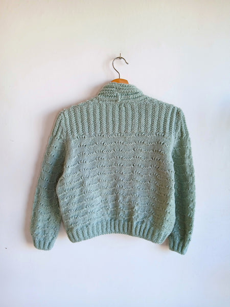 Chaqueta Vintage Hecha a Mano de Punto Verdecito - Talla S